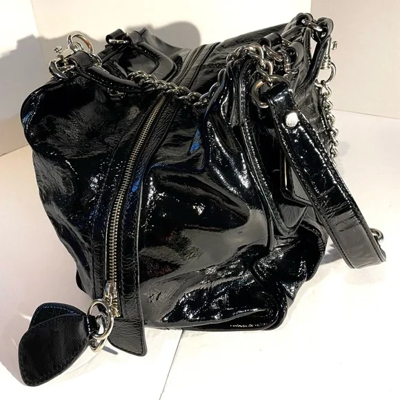 Dolce & Gabbana Glossy Black Chain Shoulder Bag - Picture 1 of 16